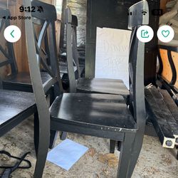 Six Black Wooden Chairs