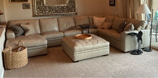 Leather Sectional with Ottoman