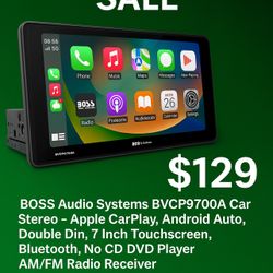 BOSS Audio Systems BVCP9700A Car Stereo - Apple CarPlay, Android Auto, Double Din, 7 Inch Touchscreen, Bluetooth, No CD DVD Player, AM/FM Radio Receiv