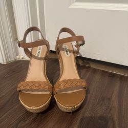 Steve Madden Brown Woven Strap Wedges Size 9.5