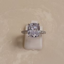 925 Silver and CZ Square Cut Ring Size 7