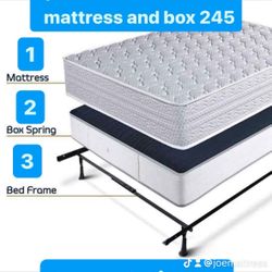 Huge sale for Mattress And Box Twin size mattress and box 150.$ full 190$ Queen 200$ king 290$. Mattress And Box and frame and headboard. King 580$ Qu