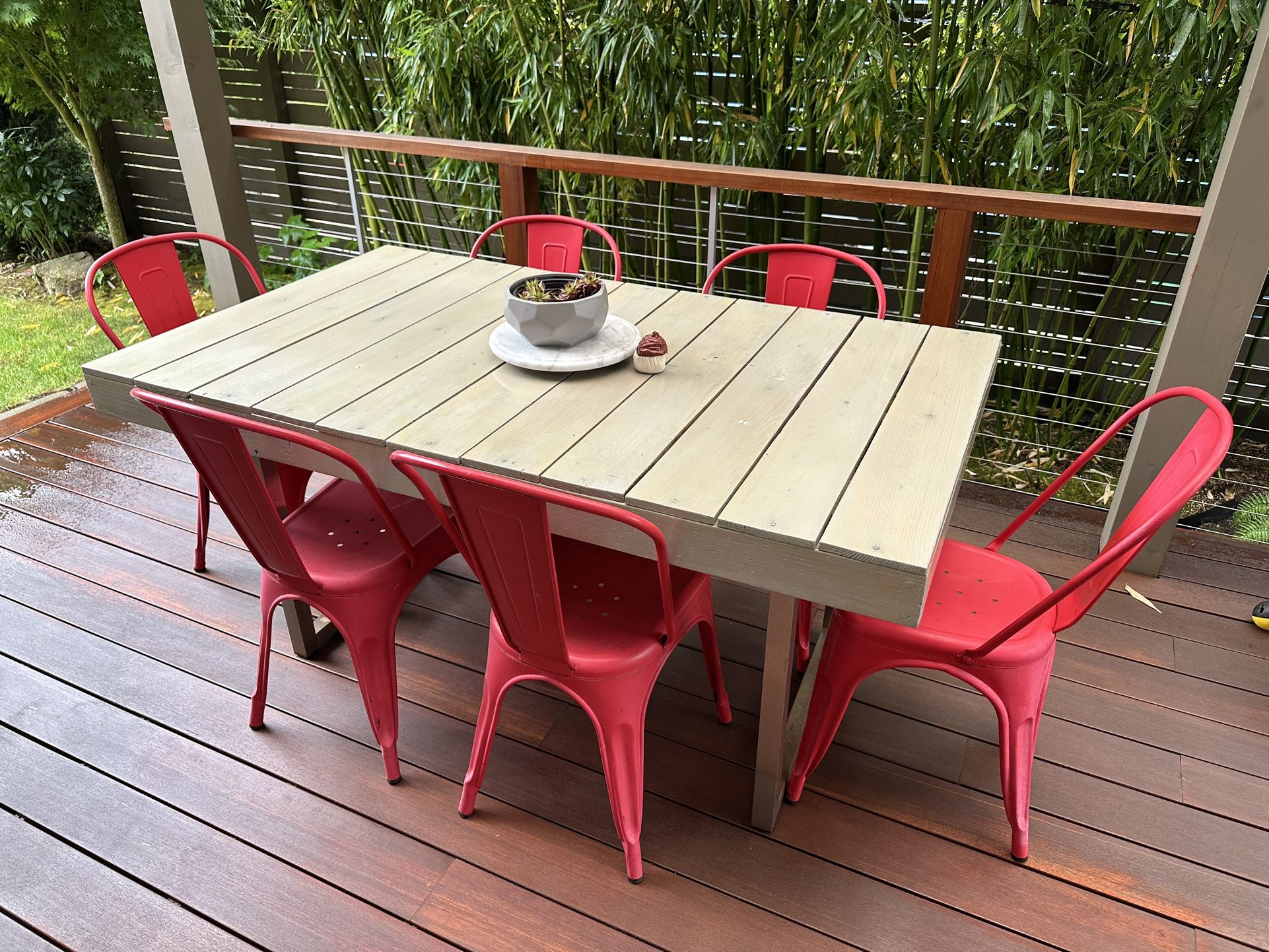 Bistro Style Metal Dining Chairs In Red Finish (6 Chairs)