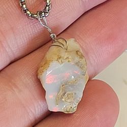 6ctw Natural Opal Rough Raw Crystal Pendant 