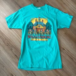 Vintage 80’s Williamsburg Virginia Graphic Tee in Teal