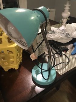 Small teal desk lamp