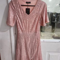 New Pink Sequins Dress