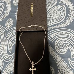 Iced Celtic Cross Pendant- White Gold 18”