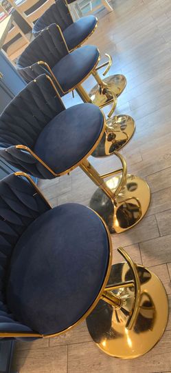 Blue velvet bar stools
