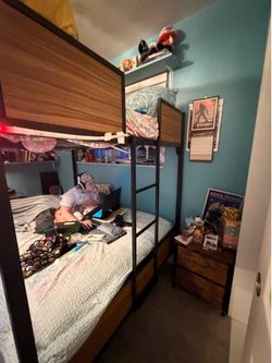 Full Over Full Loft Bunk Bed Set with 2 Mattresses – Excellent Condition