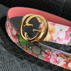 Gucci Gold Pink Flower Blooms Size 30