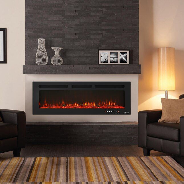 50" Electric Fireplace Insert Recessed and Wall Mounted, Linear Fireplace with Touch Screen, Timer, 12 Color Flamer, 750/1500W