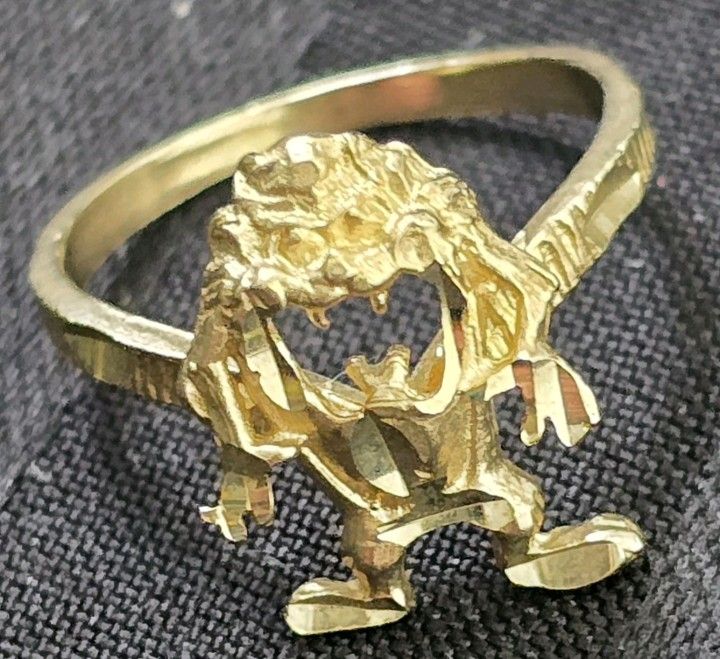 10k Yellow Gold Tasmanian Devil Ring Size 6 1/2- 5 1/2 Carton WB Warner Bros Very Rare Fine!