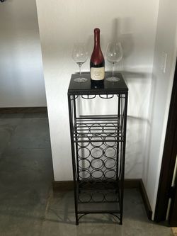 Wine Storage Rack with Hanging Wine Glass Holder