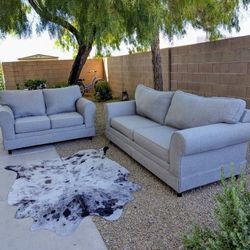 Cozy Light Gray Sofa & Loveseat Set - ( Like New ) - Free Delivery Today