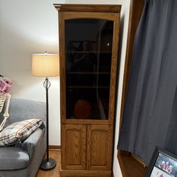 Oak Cabinets With Shelving  Set Of Two