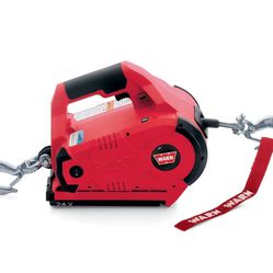WARN 885005 PullzAll Cordless 24V DC Portable Electric Winch with Steel Cable and 2 Rechargeable Battery Packs: 1/2 Ton (1,000 lb) Pulling Capacity, r
