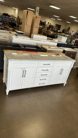Aberdeen 72” double sink vanity with Carrara marble Top