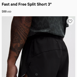 Lululemon Fast and Free Split Short 3"