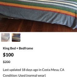 KING BED FRAME AND MATTRESS 