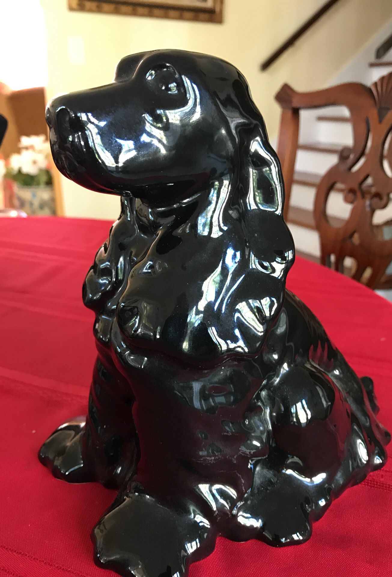 Black dog ceramic 8 1/2 inch tall figurine