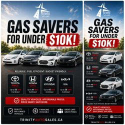 Drive home in a fuel-efficient vehicle for UNDER $10,000!