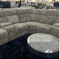 Corduroy Reclining Sectional 