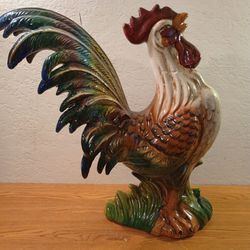 Huge Colorful Ceramic Rooster 