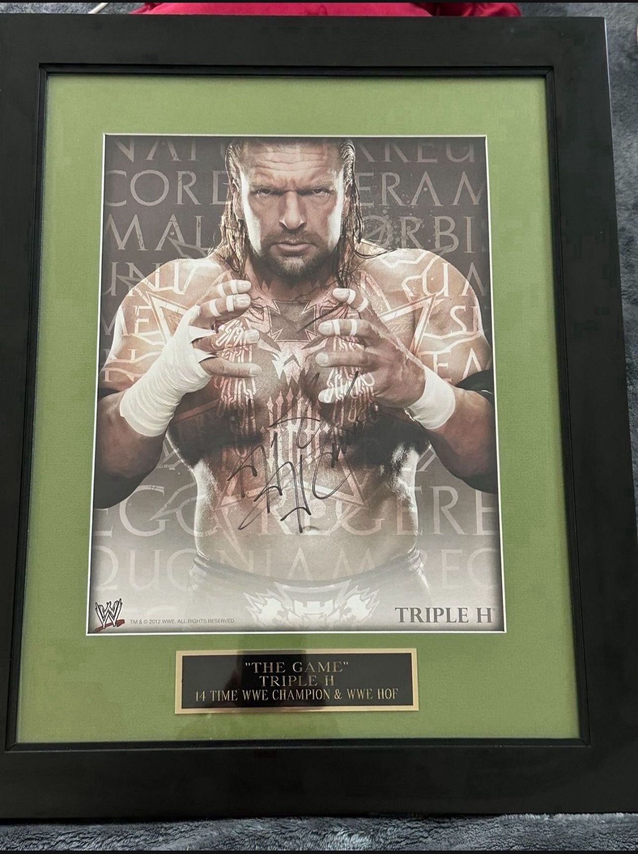 WWE TRIPLE H AUTOGRAPH, PROFESSIONALLY FRAMED , WITH JSA COA LETTER OF AUTHENTICATION