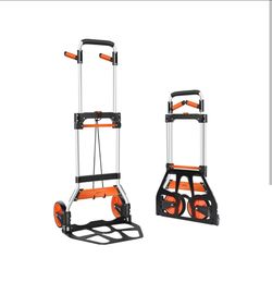 New!!! Hand truck 340lb capacity Aluminum Folding with Swivel Handle, Heavy Duty Utility Dolly Foldable Trolley with Elastic Cord, 7 Inch Wheels