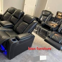 》 Party Time Black & White Led Power Reclining Living Room Set  《 Pls ASK To Me For A DISCOUNT COUPON 