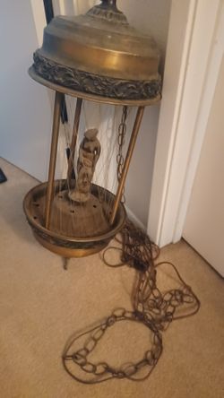 Vintage Hanging Goddess Oil Lamp It Works Just Needs Oil.