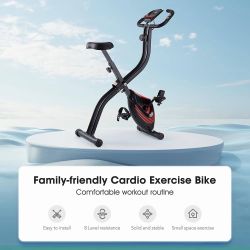 Bike 3 IN 1 Stationary Bike Folding Exercise Bike with 8-Level Adjustable Resistance Comfortable Seat Cushion LCD Monitor 265 lbs Weight Capacity for 