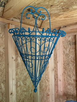 Blue hanging basket