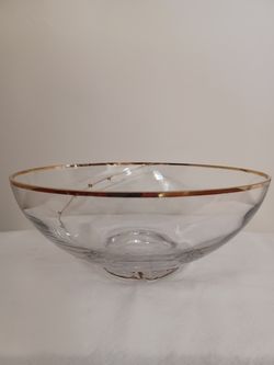 Crystal Bowl With Gold Swirl and Dots Design 