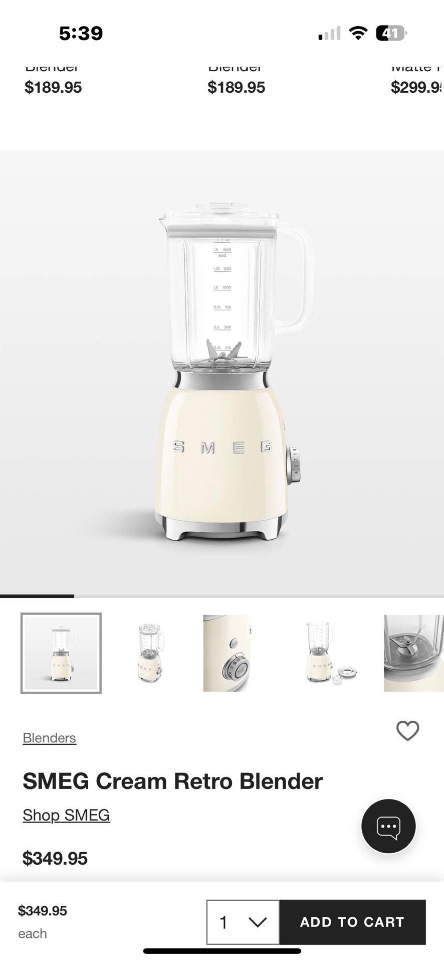 Smeg Cream Retro Blender