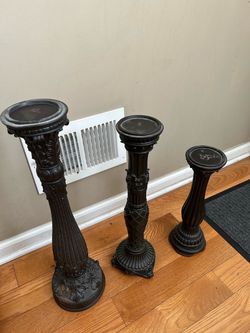 Vintage Wood Candlesticks