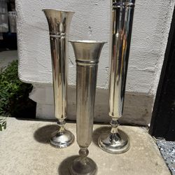 Beautiful Silver Plated Trumpet Vases