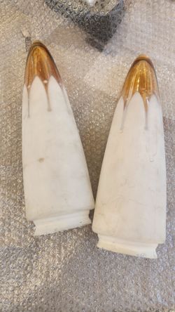 Pair of original 1930s Art Deco torpedo glass light shades