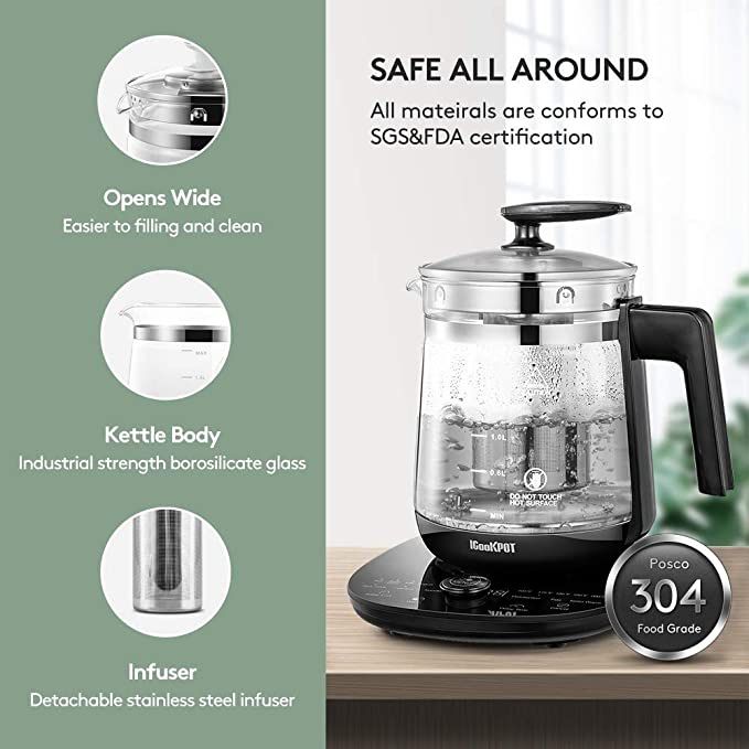 Electric Kettle Temperature Control Glass Tea Kettle Programmable Control Tea Pot