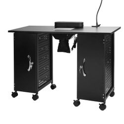 OmySalon Manicure Table with Led Lamp Nail Desk w/Electric Downdraft Vent Black

  