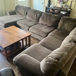 Large Microfiber Chocolate Brown sectional - Couch - Sofa
