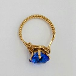 Blue And Gold Color Costume Jewelry Ring Size 7.25