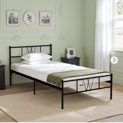 Black frame twin bed