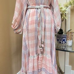 Lisa Marie Fernandez the laure dress in madras gauze size M $695 NEW