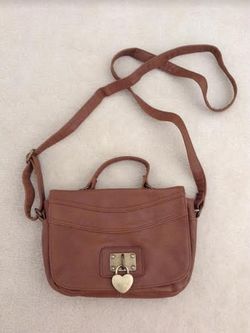 Brown Crossbody Bag with Gold Heart Locket
