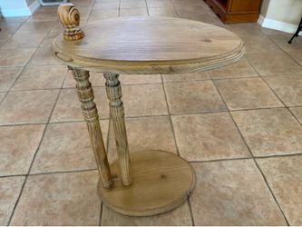 Wooden C-Shaped Side Table
