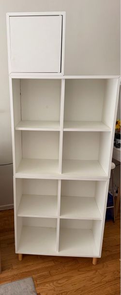 White Cube Bookcase Shelving Unit with Cabinet