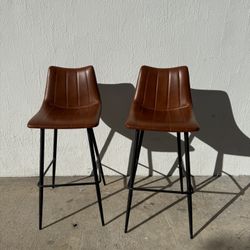 Leather Bar Stools (Set of 2)