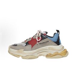 Balenciaga Triple S Trendy All-match Outdoor Thick Sole Low-top Dad Shoes Blue Gray Red Black Old(94)76